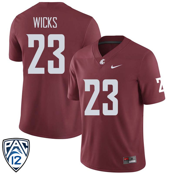 Men #23 Gerard Wicks Washington State Cougars College Football Jerseys Sale-Crimson
